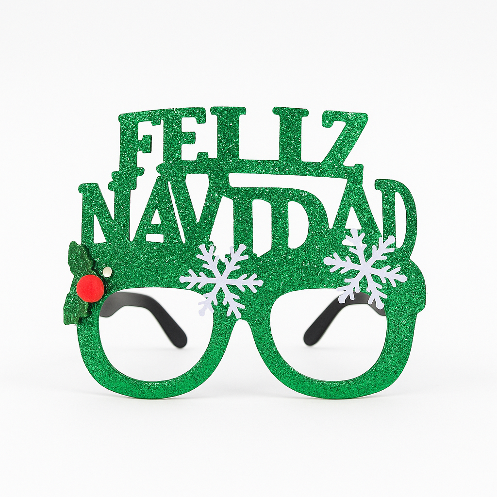 LENTES FELIZ NAVIDAD ESCARCHADO CON LUZ