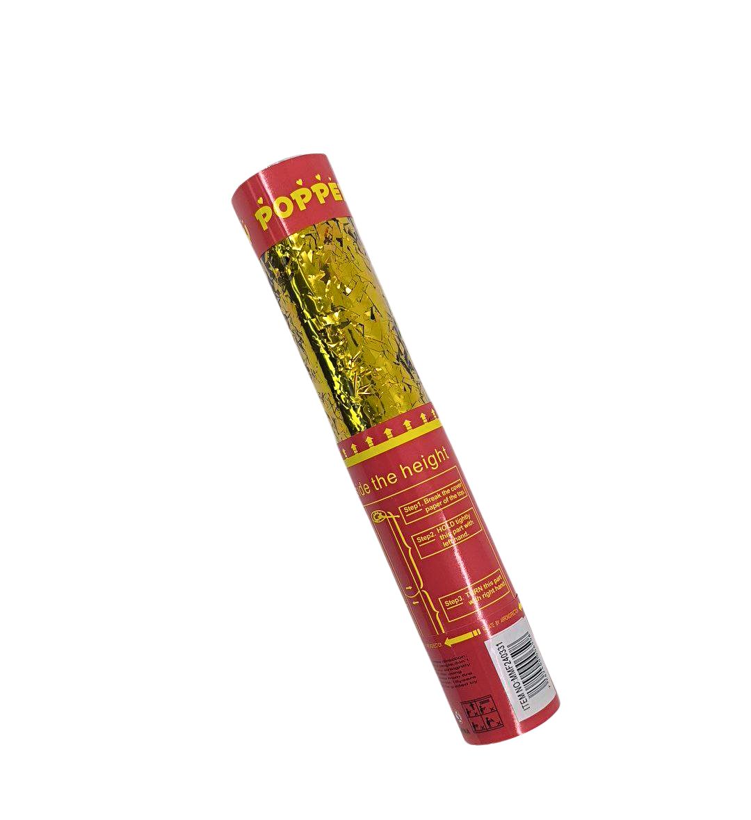 CAÑON DE CONFETI TRANSPARENTE 28 CM