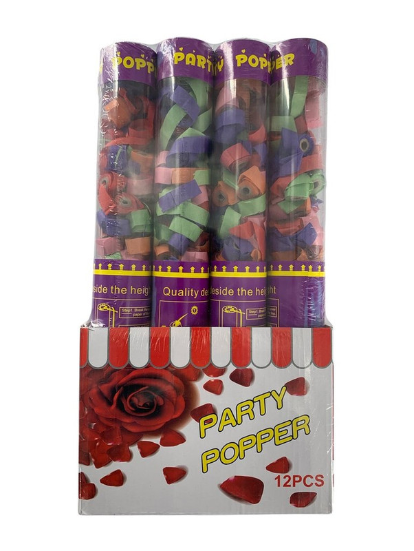 CAÑON DE CONFETI TRANSPARENTE SERPENTINA 58 CM