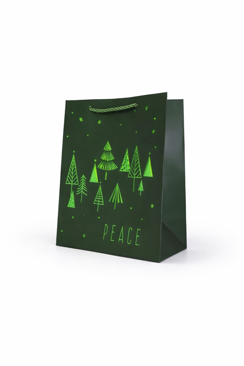 BOLSA DE REGALO NAVIDAD CON PINOS 18*23*10