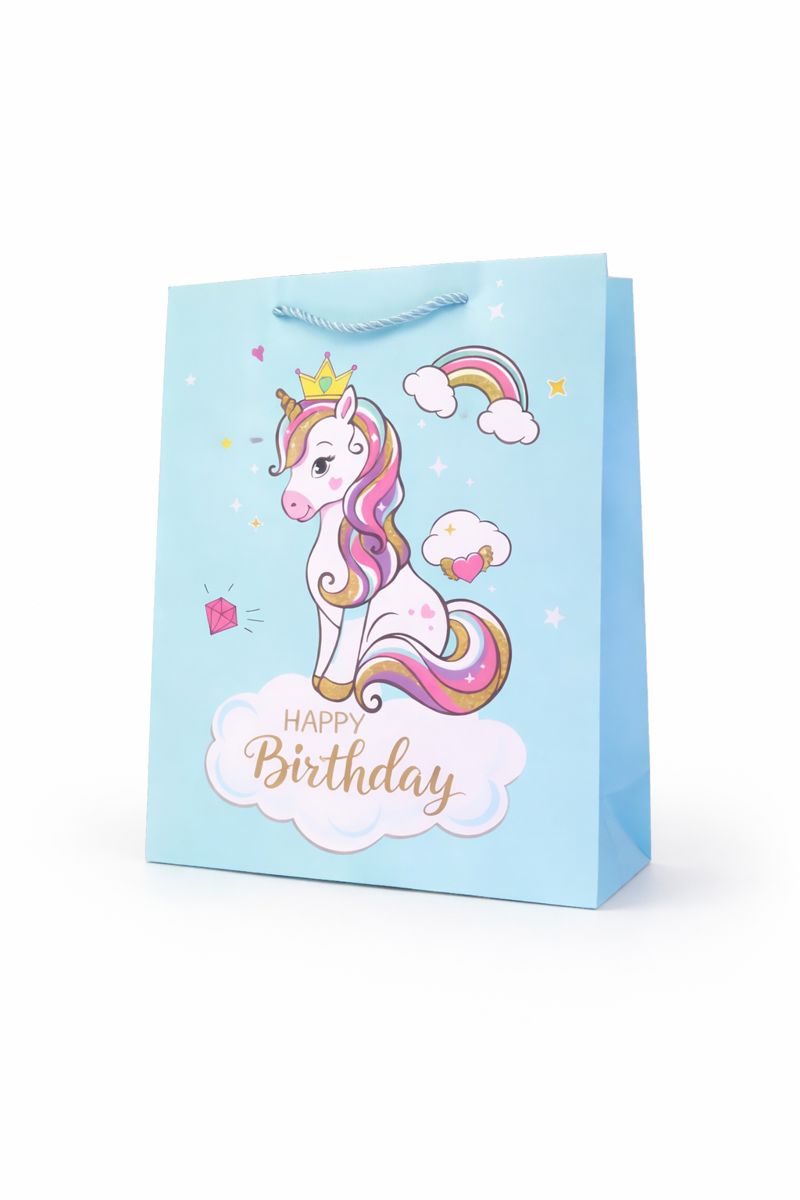 BOLSA DE REGALO HAPPY BIRTHDAY UNICORNIO 26*32*12