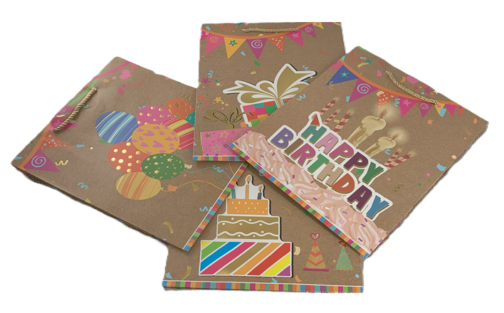 BOLSA  DE REGALO HAPPY BIRTHDAY MARRON 30*42*12
