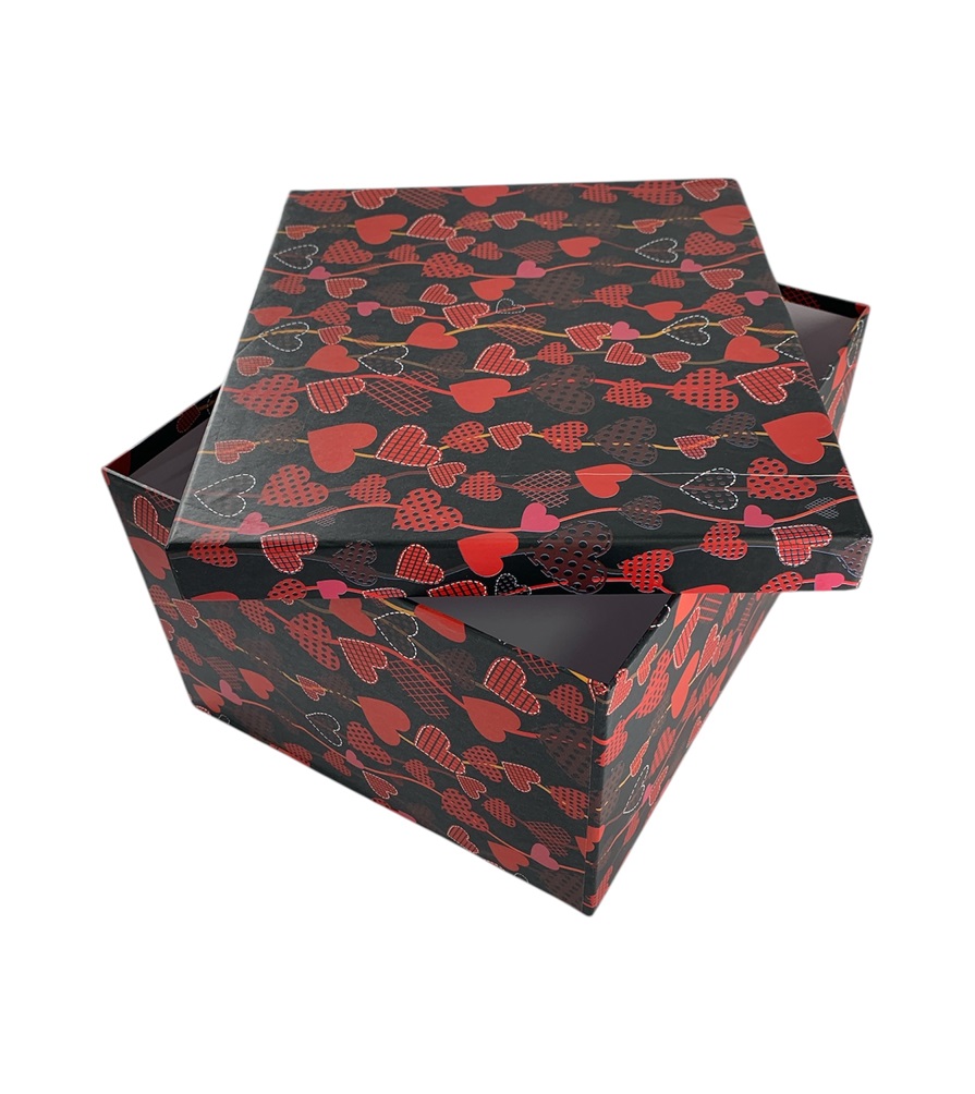 CAJA DE REGALO CORAZONES ROJOS 26*21*14.5 CM