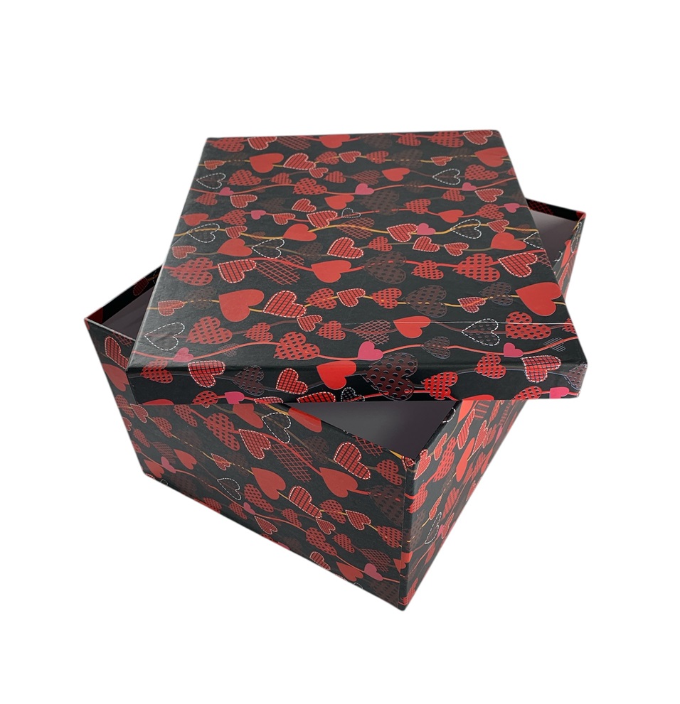 CAJA DE REGALO CORAZONES ROJOS 14*9*8.5 CM