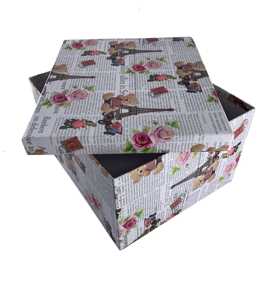 CAJA DE REGALO PERIODICO PARIS 22*17*12.5 CM