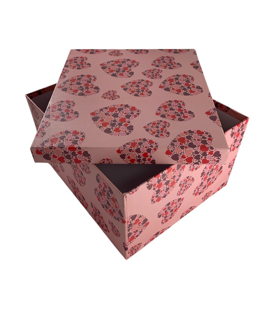 CAJA DE REGALO CORAZONES ROJO/ROSA/MARRON 20*15*11.5 CM