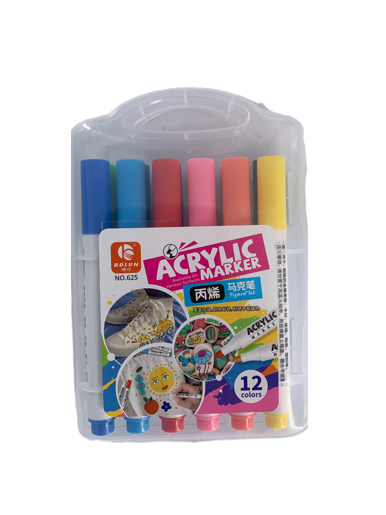 MARCADORES ACRILICO ESTUCHE 12UND BOIUN