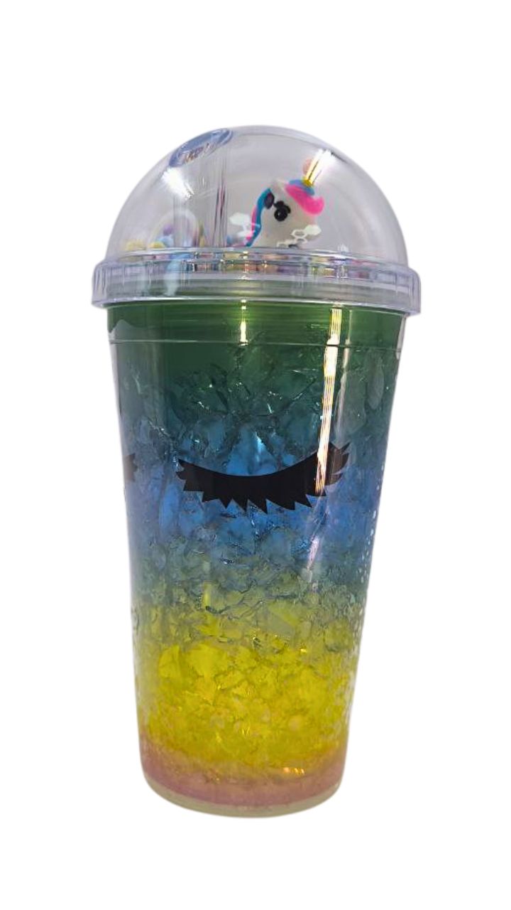 VASO PLASTICO TAPA ESFERA UNICORNIO