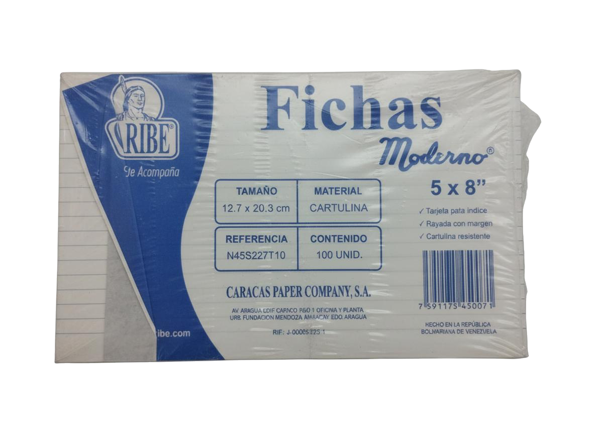 FICHAS RAYADAS GRA 5X8' 100U CARIBE