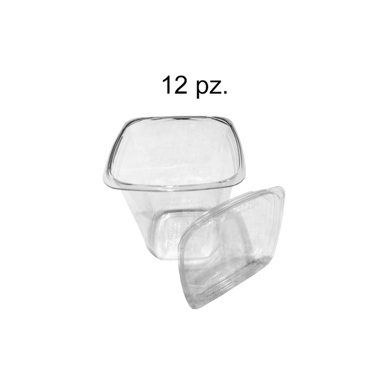 MINI ENVASE ACRILICO CUADRADO 12 PZ