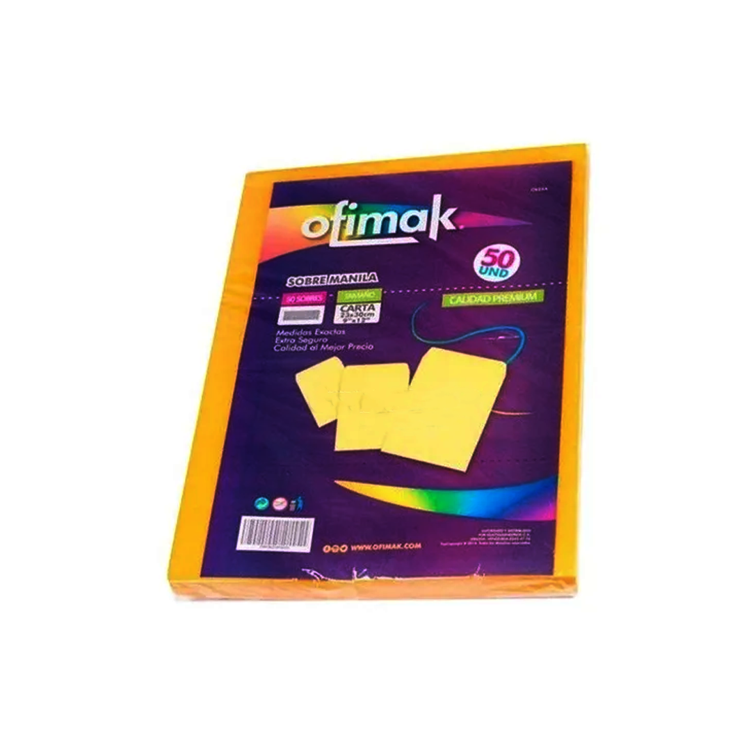 SOBRES MANILA CARTA 23X30CM 50 PZ OFIMK