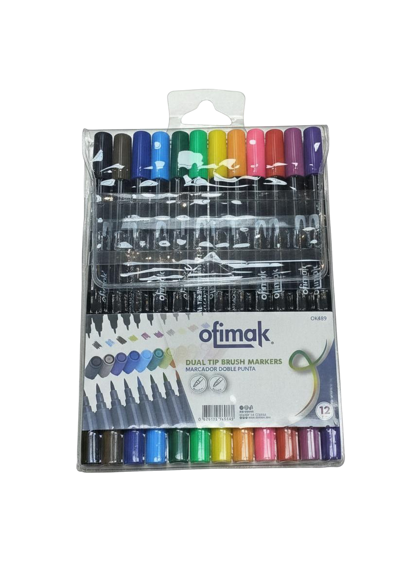 MARCADORES DBL PTA BROCHA 12 PZ OFIMAK