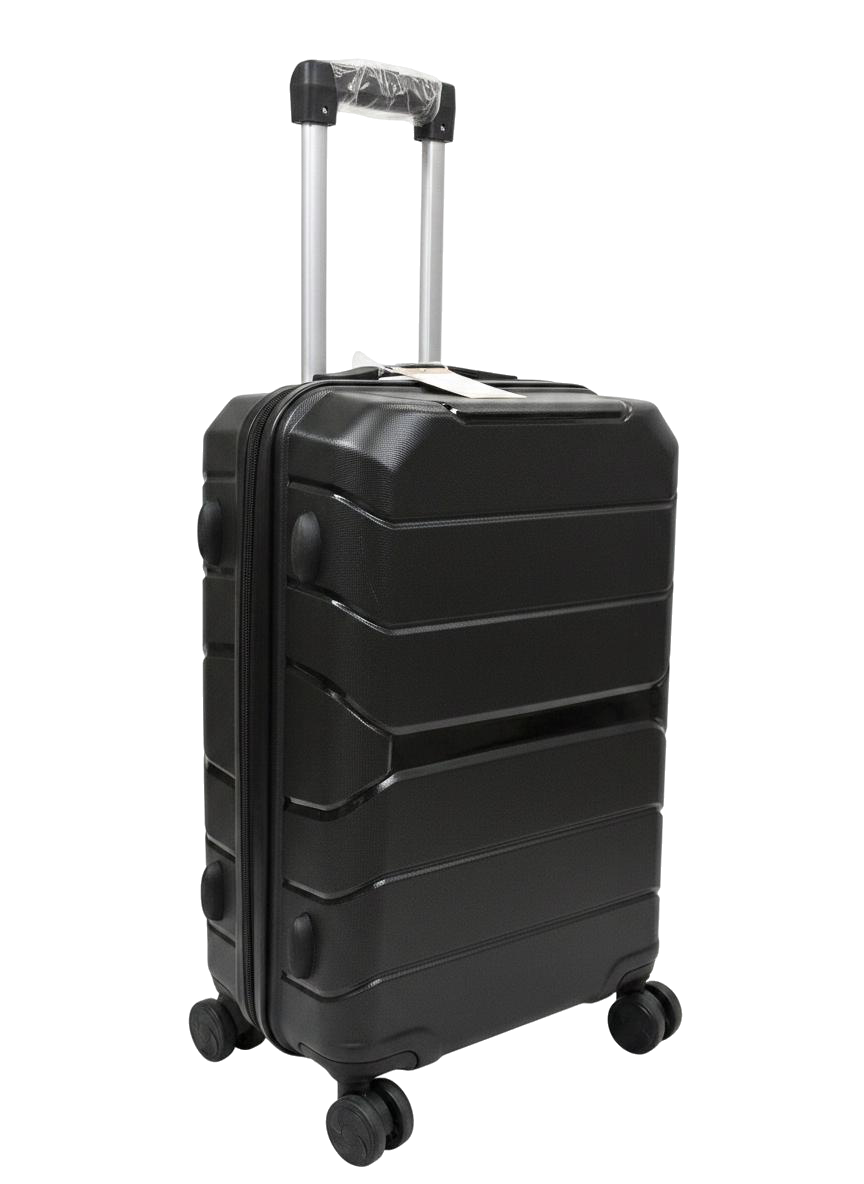 MALETA VIAJERA PEQUEÑA RIGIDA RAYAS HORIZONTALES (NEGRO)
