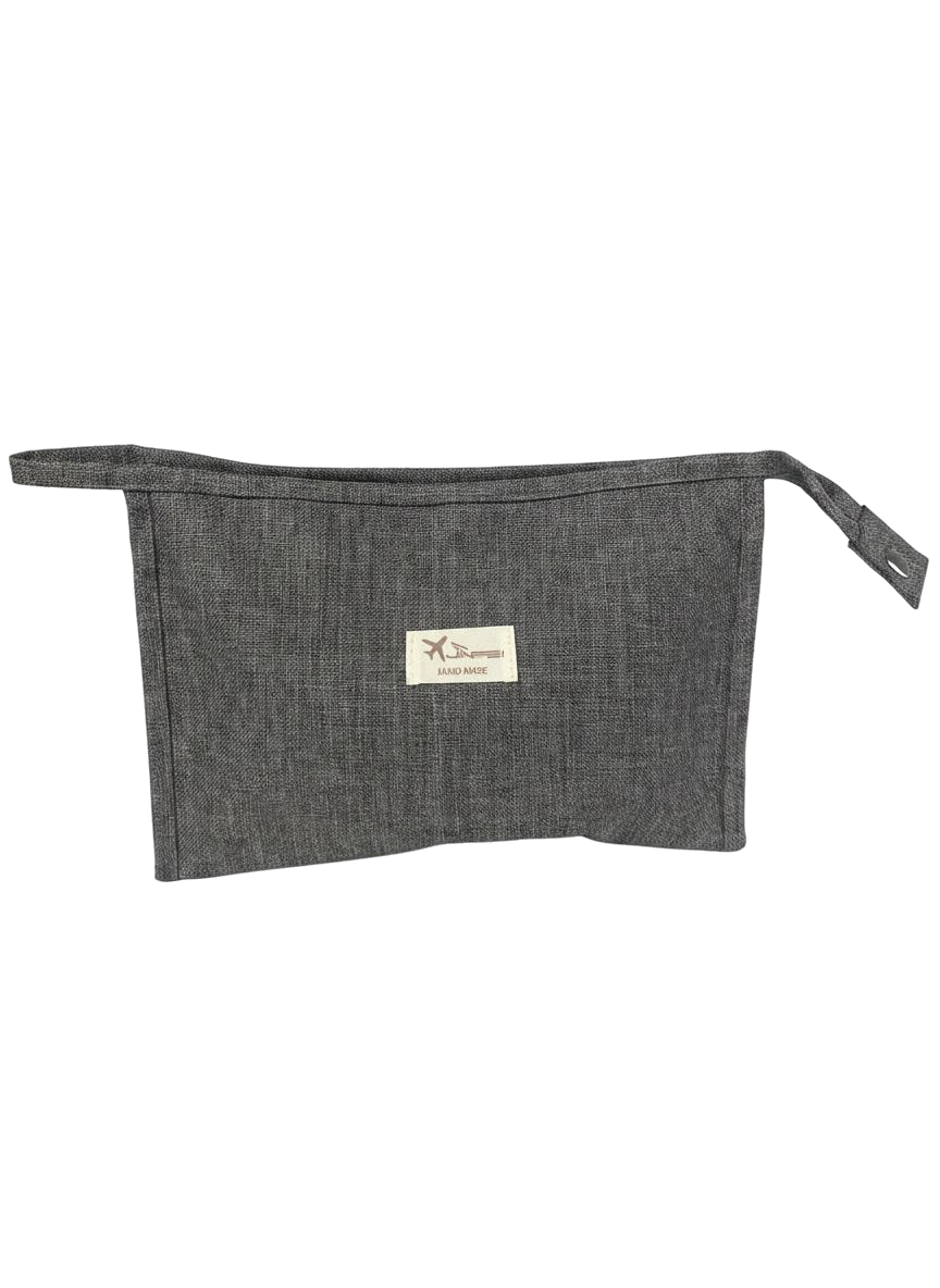 ESTUCHE DE TELA TIPO CARTERA (GRIS)