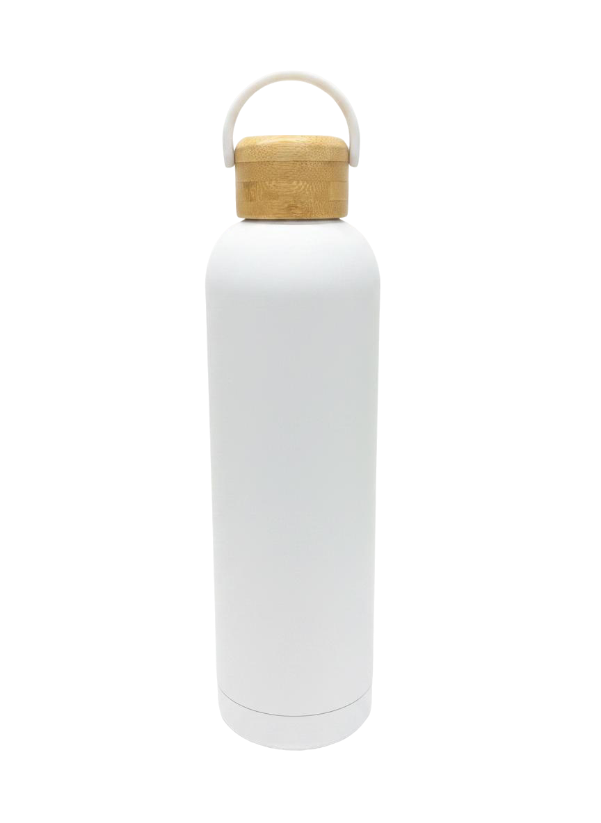 TERMO CON TAPA DE MADERA GRANDE (BLANCO)