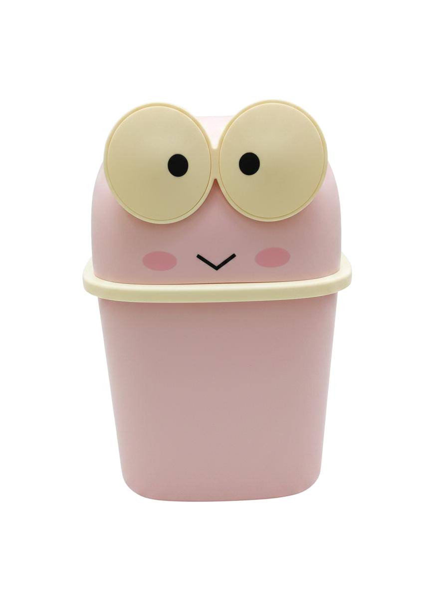 MINI PAPELERA MUÑECO OJOS GRANDES (ROSADO)
