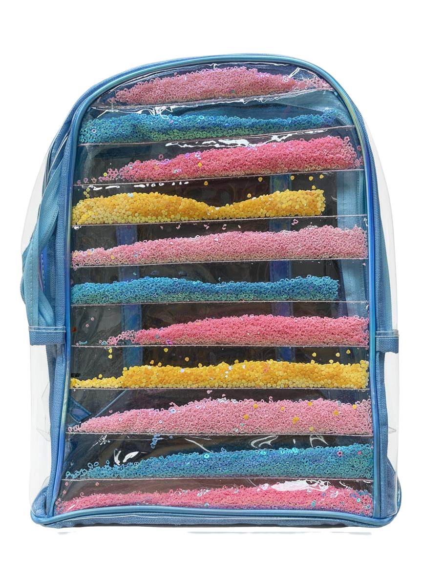 MORRAL TRANSPARENTE CON BRILLANTES (AZUL)