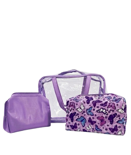 BOLSO CON ESTUCHES 3 PIEZAS (MORADO)