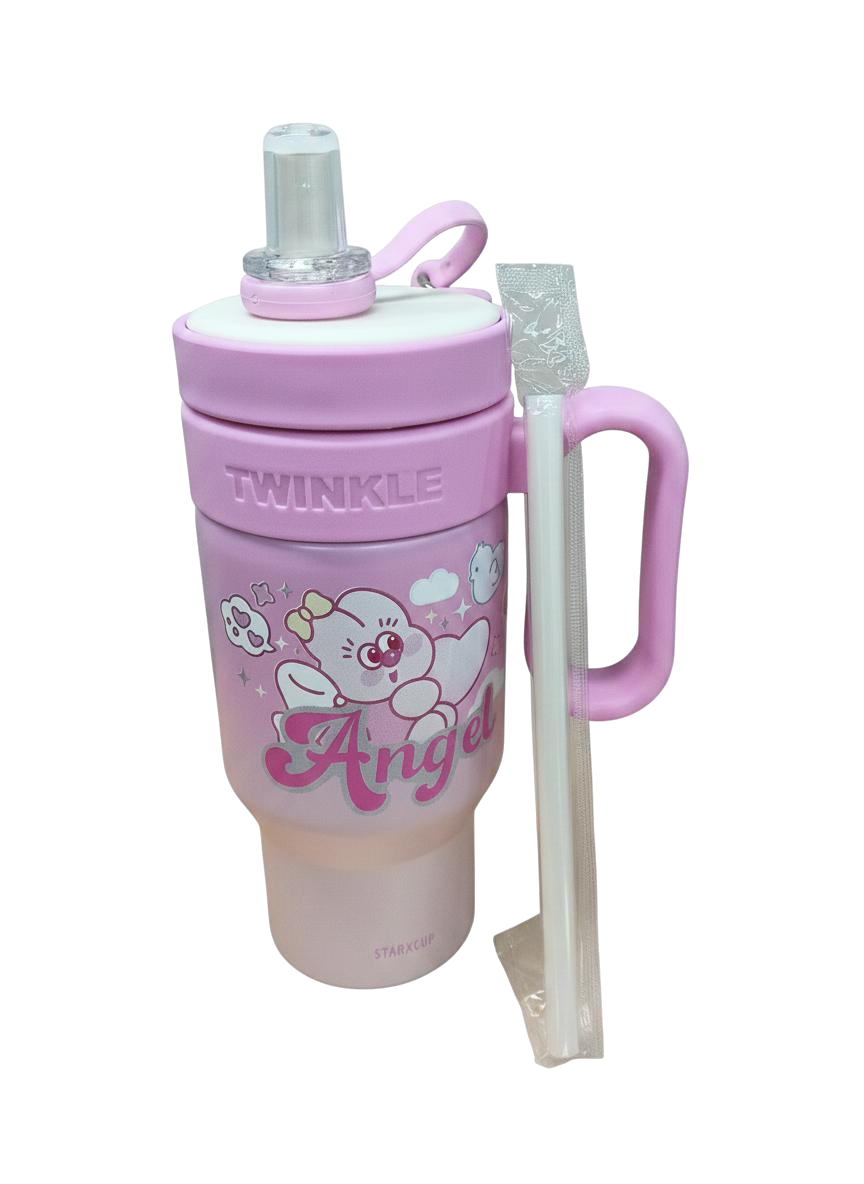TERMO CON FIGURAS Y TAPA PITILLO STARXCUP (FUCSIA/ROSADO)