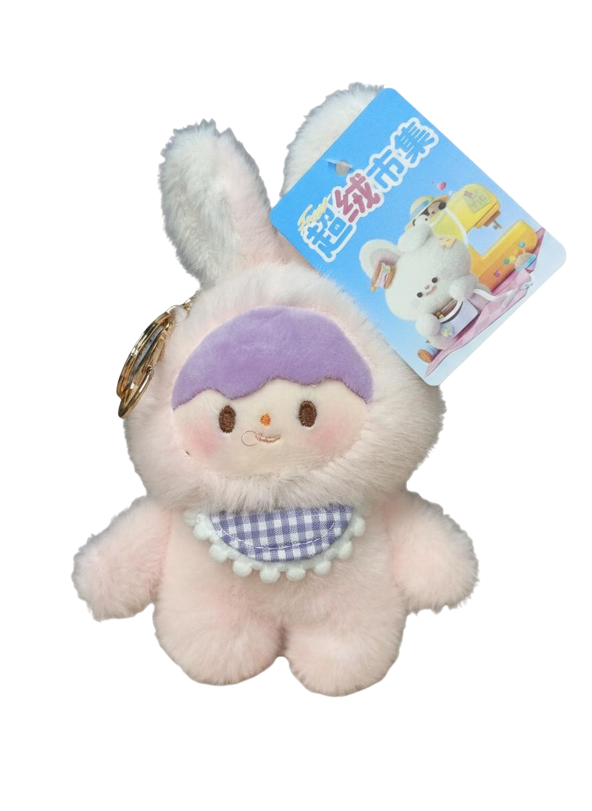 LLAVERO CON PELUCHE DE CONEJITA (ROSADO)