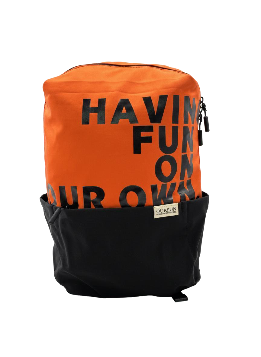 BOLSO OUR FUN ESTAMPADO (NARANJA/NEGRO)