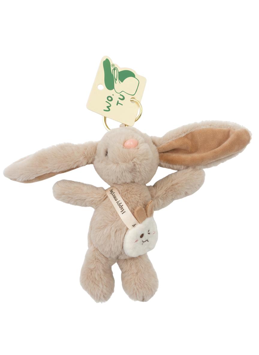 LLAVERO CON PELUCHE CONEJITO CON OLOR (MARRON)