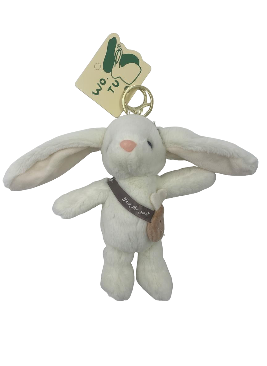 LLAVERO CON PELUCHE CONEJITO CON OLOR (BLANCO)
