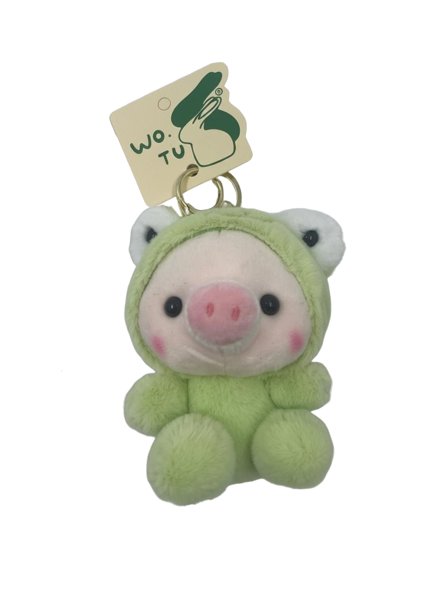 LLAVERO CON PELUCHE CONEJITO CON PIJAMA Y OLOR (VERDE)
