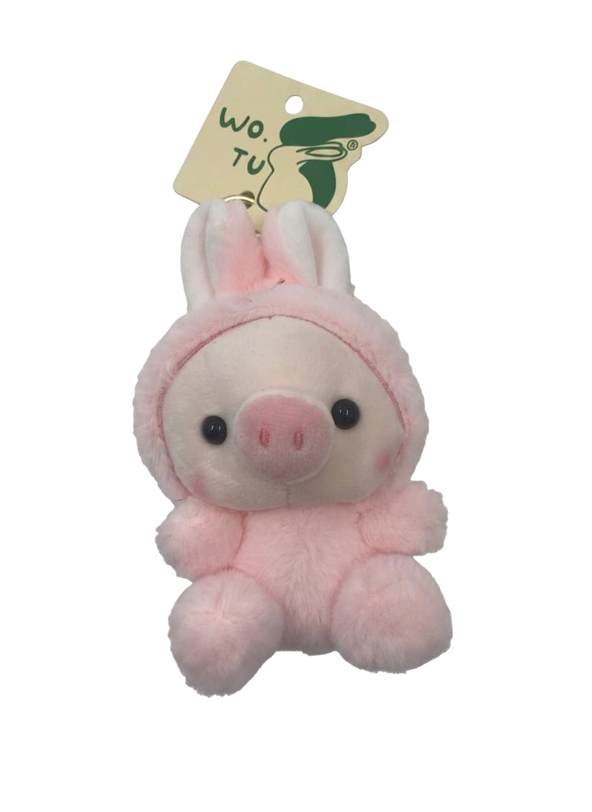 LLAVERO CON PELUCHE CONEJITO CON PIJAMA Y OLOR (ROSADO)