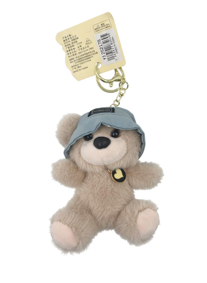 LLAVERO CON PELUCHE OSITO CON SOMBRERO Y OLOR (AZUL)