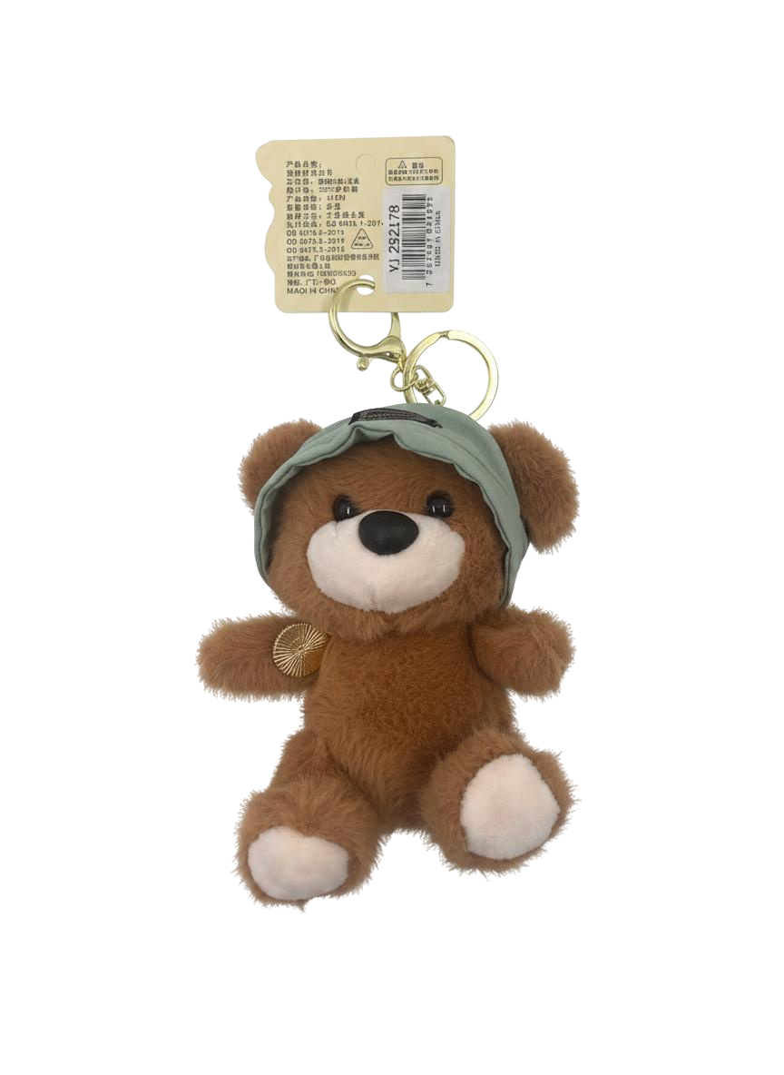 LLAVERO CON PELUCHE OSITO CON SOMBRERO Y OLOR (VERDE)