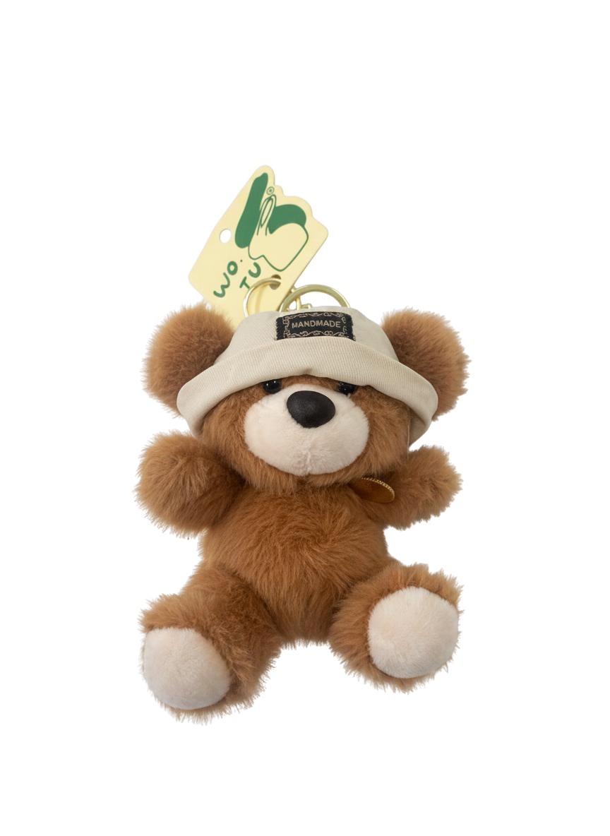 LLAVERO CON PELUCHE OSITO CON SOMBRERO Y OLOR (BEIGE)