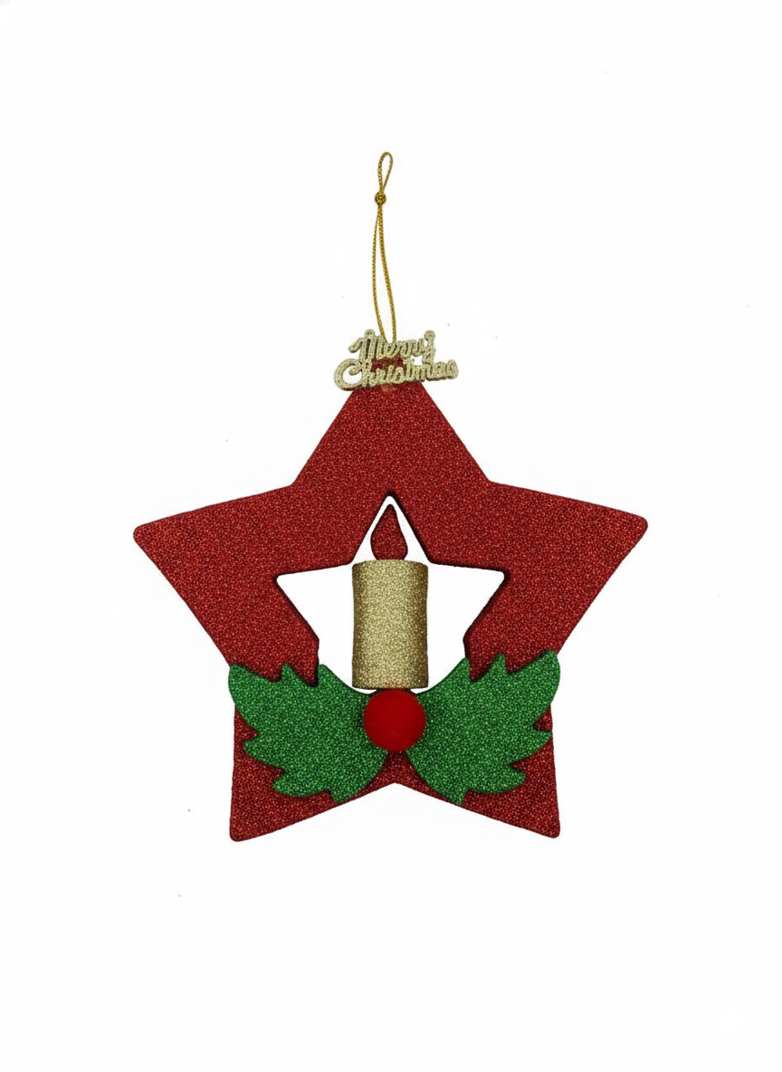 ADORNO DE ESTRELLA CON VELA DE NAVIDAD